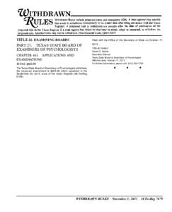 TITLE 22. EXAMINING BOARDS  Filed with the Office of the Secretary of State on October 17, PART 21. TEXAS STATE BOARD OF EXAMINERS OF PSYCHOLOGISTS