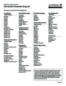 HSA Generic Preventive Drug List