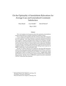 On the Optimality of Semidefinite Relaxations for Average-Case and Generalized Constraint Satisfaction Boaz Barak∗  Guy Kindler†