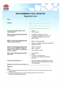 NSW SWIMMING POOL REGISTER Registration form Name: Address: