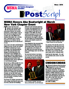 March[removed]PostScript MSMA Honors Abe Boatwright at March New York Chapter Event