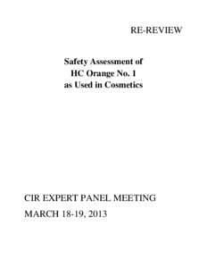 RE-REVIEW Safety Assessment of HC Orange No. 1 as Used in Cosmetics  CIR EXPERT PANEL MEETING