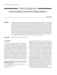 HK J Paediatr (new series) 2002;7:2-9  Clinical Guidelines Clinical Guidelines and Evidence-Based Medicine BCC LAM