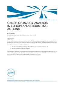 ECIPE WORKING PAPER • No[removed]CAUSE-OF-INJURY ANALYSIS IN EUROPEAN ANTIDUMPING ACTIONS Brian Hindley