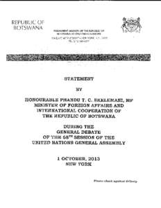 REPUBLIC OF BOTSWANA PERMANENT MISSION OF THE REPUBLIC OF  BOTSÿWANA TO THE UNITED NATIONS