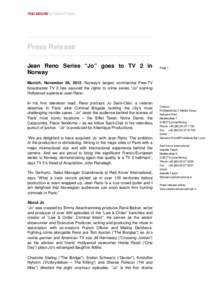 Press Release Jean Reno Series “Jo” goes to TV 2 in Norway Page 1