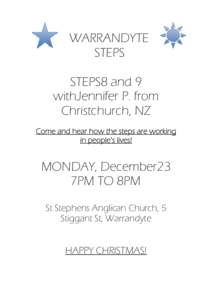 WARRANDYTE STEPS STEPS8 and 9 withJennifer P. from Christchurch, NZ Come and hear how the steps are working