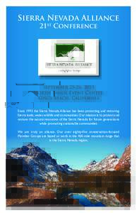 Sierra Nevada Alliance 21st Conference September 25-26, 2015 North Tahoe Event Center Kings Beach, California