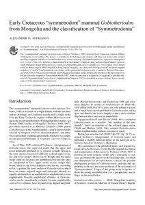 Early Cretaceous “symmetrodont” mammal Gobiotheriodon from Mongolia and the classification of “Symmetrodonta” ALEXANDER O. AVERIANOV