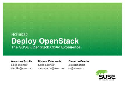 HO15982  Deploy OpenStack The SUSE OpenStack Cloud Experience