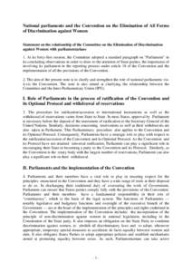 National parliaments and the Convention on the Elimination of All Forms of Discrimination against Women