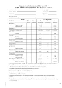 Report of results from susceptibility test with VetMIC CLIN staf/strept (versionArt. No. EAnimal species: Isolate ID: