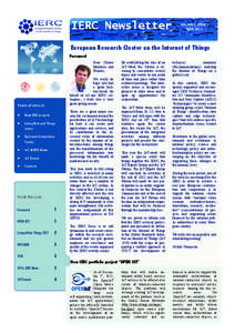 IERC Newsletter  VOLUME 3, ISSUE 1  April, 2012   European Research Cluster on the Internet of Things