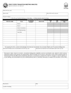 FIRST STEPS TRANSITION MEETING MINUTES State Form[removed]R3[removed]BCD 0107 Date (month, day, year) Name of child