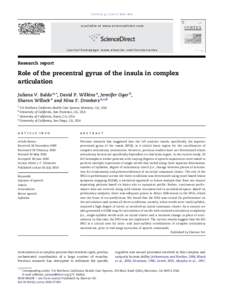 Role of the precentral gyrus of the insula in complex articulation