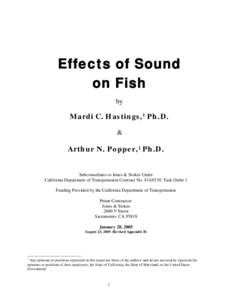 Report on Hydroacoustics, Bioacoustics, and Noise Thresholds for Fish