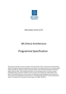 Manchester School of Art  BA (Hons) Architecture Programme Specification