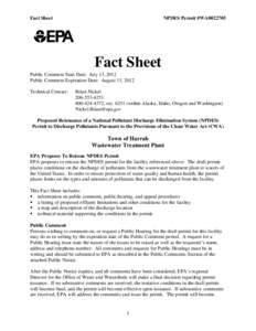 Fact Sheet for the Town of Harrah Washington Wastewater Treatment Plant Draft National Pollutant Discharge Elimination System Permit Number WA0022705