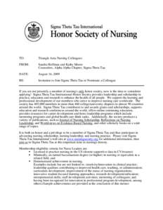 Honor society / Nursing / Academia / Fairfield University School of Nursing / Association of College Honor Societies / Sigma Theta Tau / Health