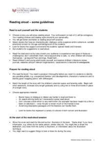 Reading aloud – some guidelines Read to suit yourself and the students • • • •