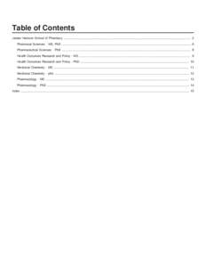 Table of Contents James Harrison School of Pharmacy ....................................................................................................................................................... 2 Pharmacal Scie