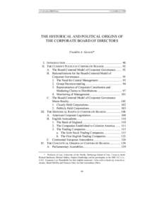 AA7.GEVURTZ.PRINT.DOC:17 PM THE HISTORICAL AND POLITICAL ORIGINS OF THE CORPORATE BOARD OF DIRECTORS