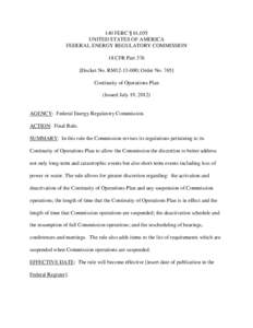 Federal Register / Government / Politics of the United States / Politics / United States administrative law / Continuity of Operations Plan / Government of the United States