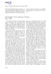 July 6 / Administration of George W. Bush, 2006 NOTE: The President spoke at 8:21 p.m. in the Chicago Firehouse Restaurant. In his remarks, he referred to Chicago Sun-Times film critic Roger Ebert, who had emergency  sur