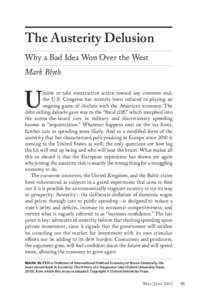 The Austerity Delusion Why a Bad Idea Won Over the West Mark Blyth U