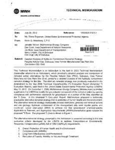 Technical Memorandum Addendum to the April 9, 2009 Technical Memorandum regarding Detailed Analysis of Hydraulic Containment Remedial Strategy