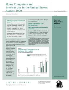 Home Computers and Internet Use in the United States: August 2000