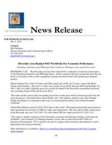 News Release FOR IMMEDIATE RELEASE: Feb. 6, 2015 Contact: Phil Pitchford Intergovernmental and Communications Officer