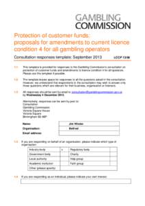 Response form protection of customer funds consultation