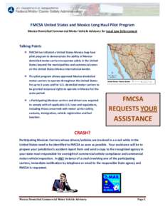 	FMCSA United States and Mexico Long Haul Pilot