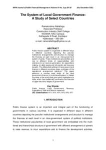 NIFM Journal of Public Financial Management Volume IV No. 2 pp[removed]July-December 2012 The System of Local Government Finance: A Study of Select Countries