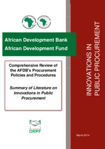 African Development Fund  Comprehensive Review of the AFDB’s Procurement Policies and Procedures Summary of Literature on