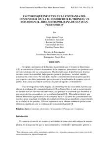 Revista Empresarial Inter Metro / Inter Metro Business Journal  FallVol. 9 No. 2 / p. 24 FACTORES QUE INFLUYEN EN LA CONFIANZA DEL CONSUMIDOR HACIA EL COMERCIO ELECTRÓNICO: UN