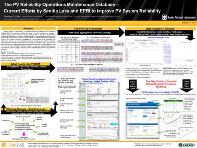 The PV Reliability Operations Maintenance Database – Current Efforts by Sandia Labs and EPRI to Improve PV System Reliability