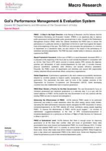 Macro Research Governance GoI’s Performance Management & Evaluation System Covers 80 Departments and Ministries of the Government of India Special Report