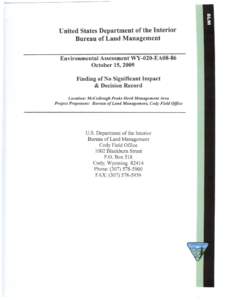 Land management / Bureau of Land Management / Conservation in the United States / United States Department of the Interior / Wild and Free-Roaming Horses and Burros Act / Environmental impact assessment / Environmental impact statement / Code of Federal Regulations / Pryor Mountains Wild Horse Range / Feral horses / Environment / Impact assessment