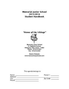 Memorial Junior School[removed]Student Handbook “Home of the Vikings”