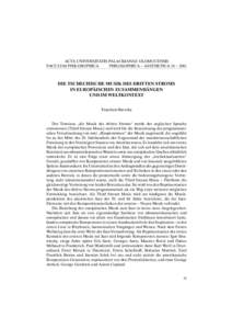 ACTA UNIVERSITATIS PALACKIANAE OLOMUCENSIS FACULTAS PHILOSOPHICA PHILOSOPHICA – AESTHETICA 24 – 2001