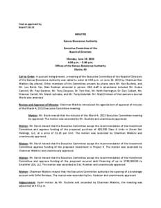 Final as approved by Board[removed]MINUTES Kansas Bioscience Authority Executive Committee of the