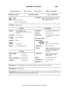 ISOPROPYL ACETATE  MW: [removed]CH3 COOCH(CH3 )2 METHOD: 1454, Issue 1