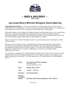 Geography of the United States / Los Lunas /  New Mexico / Rio Grande Silvery Minnow / Albuquerque /  New Mexico / Hybognathus / Los Lunas / Los Lunas Public Schools / New Mexico State Road 6 / New Mexico / Albuquerque metropolitan area / Leuciscinae