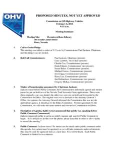 PROPOSED MINUTES, NOT YET APPROVED Commission on Off-Highway Vehicles February 6, 2014 9:15 a.m. Meeting Summary Meeting Site: