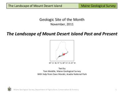 The Landscape of Mount Desert Island  Maine Geological Survey Geologic Site of the Month November, 2011