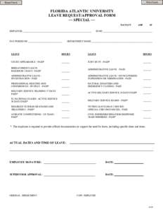 Print Form  Reset Form FLORIDA ATLANTIC UNIVERSITY LEAVE REQUEST/APPROVAL FORM