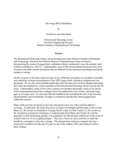 The Gauge Block Handbook by Ted Doiron and John Beers Dimensional Metrology Group Precision Engineering Division National Institute of Standards and Technology