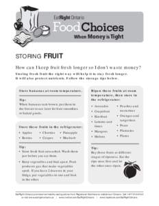 EatRight Ontario  FoodChoices When Money is Tight  STORING FRUIT
